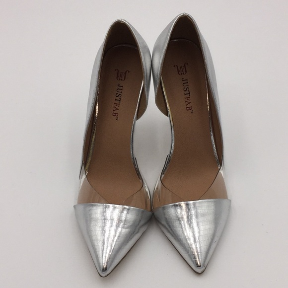 Justfab Teyla Ladies Silver High Heels Pumps Size 6.5 - Picture 12 of 12